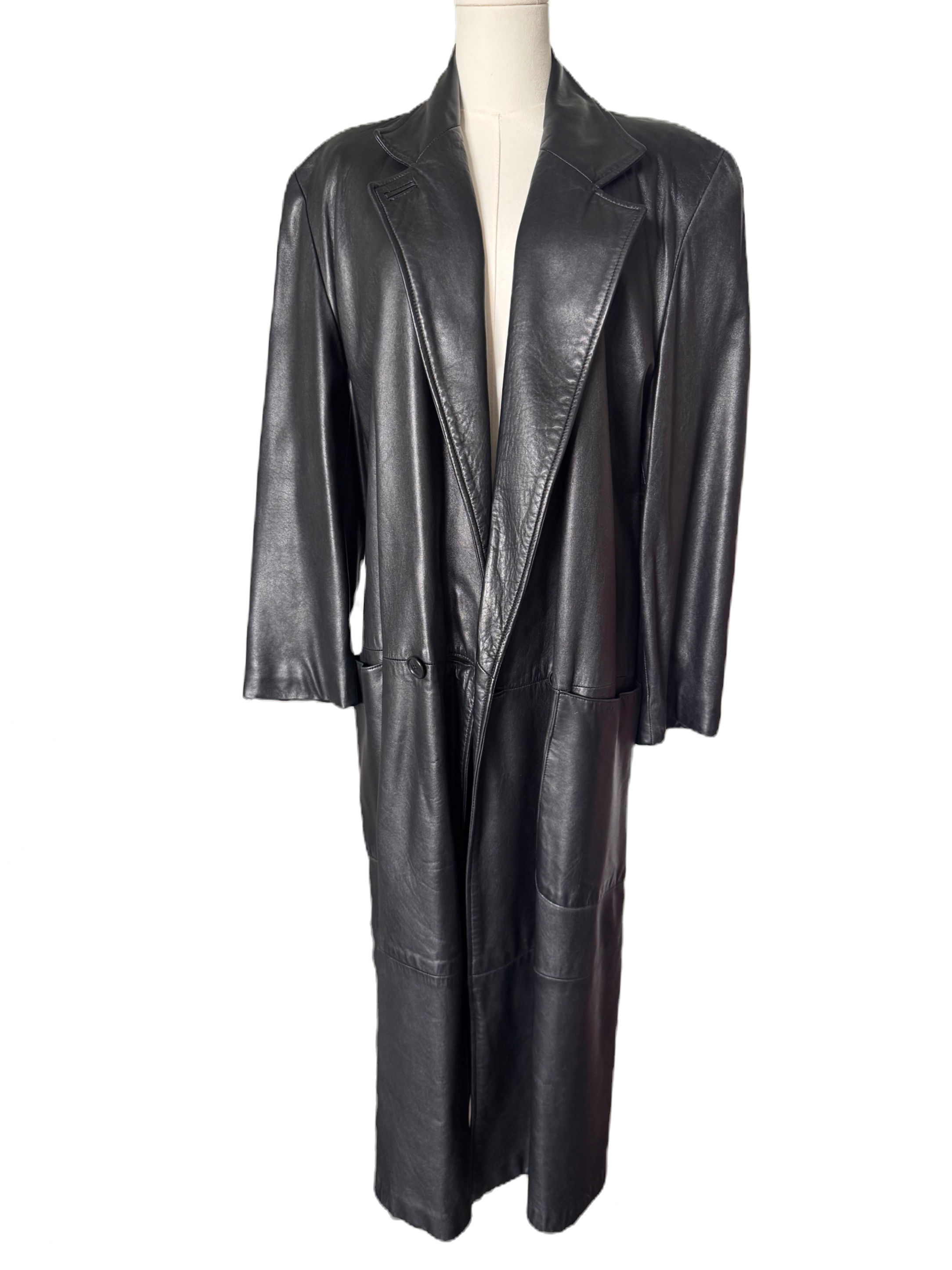 Longline Leather Trench Coat