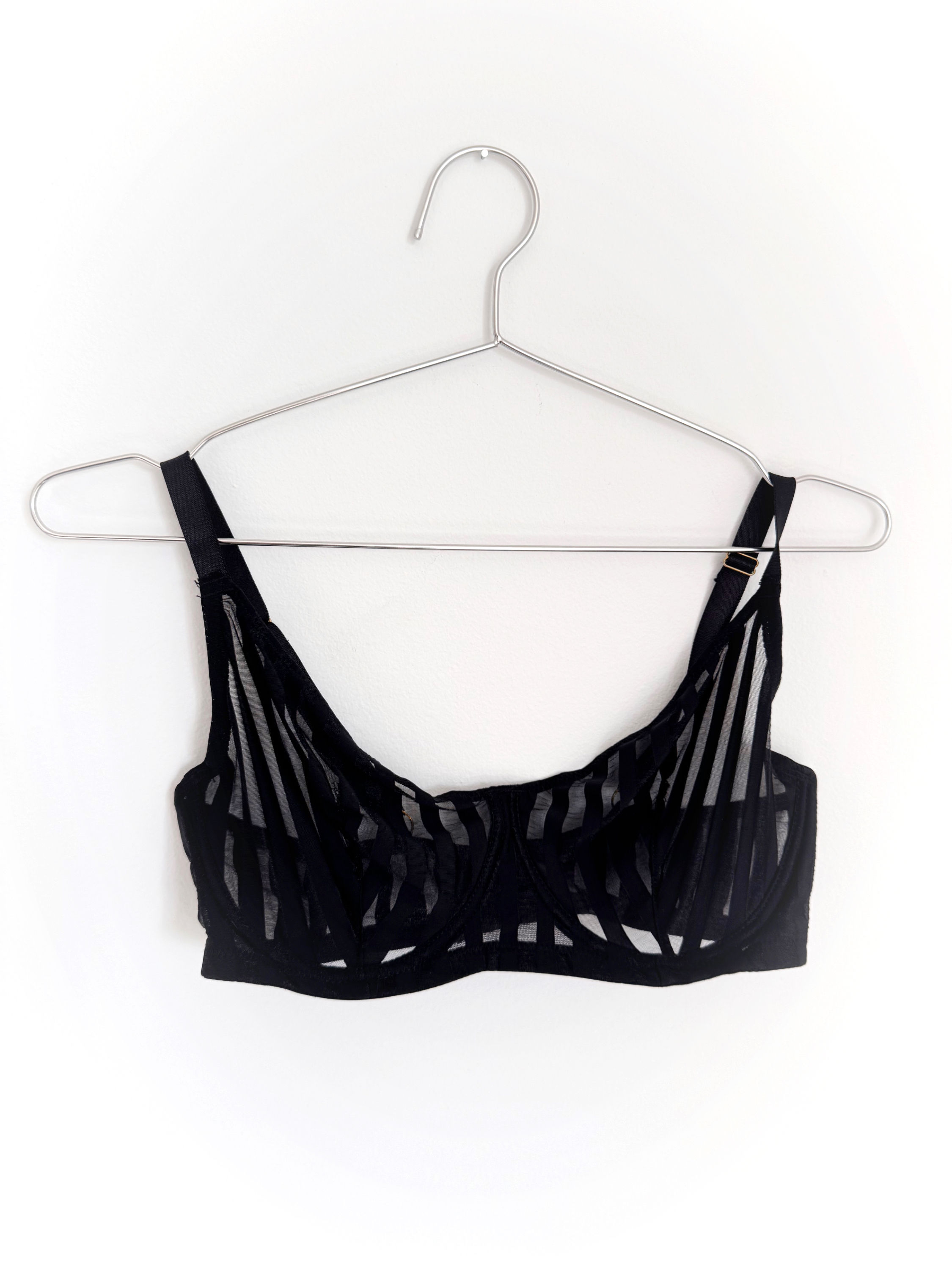 Sheer Black Stripe Mesh Bra: Baci