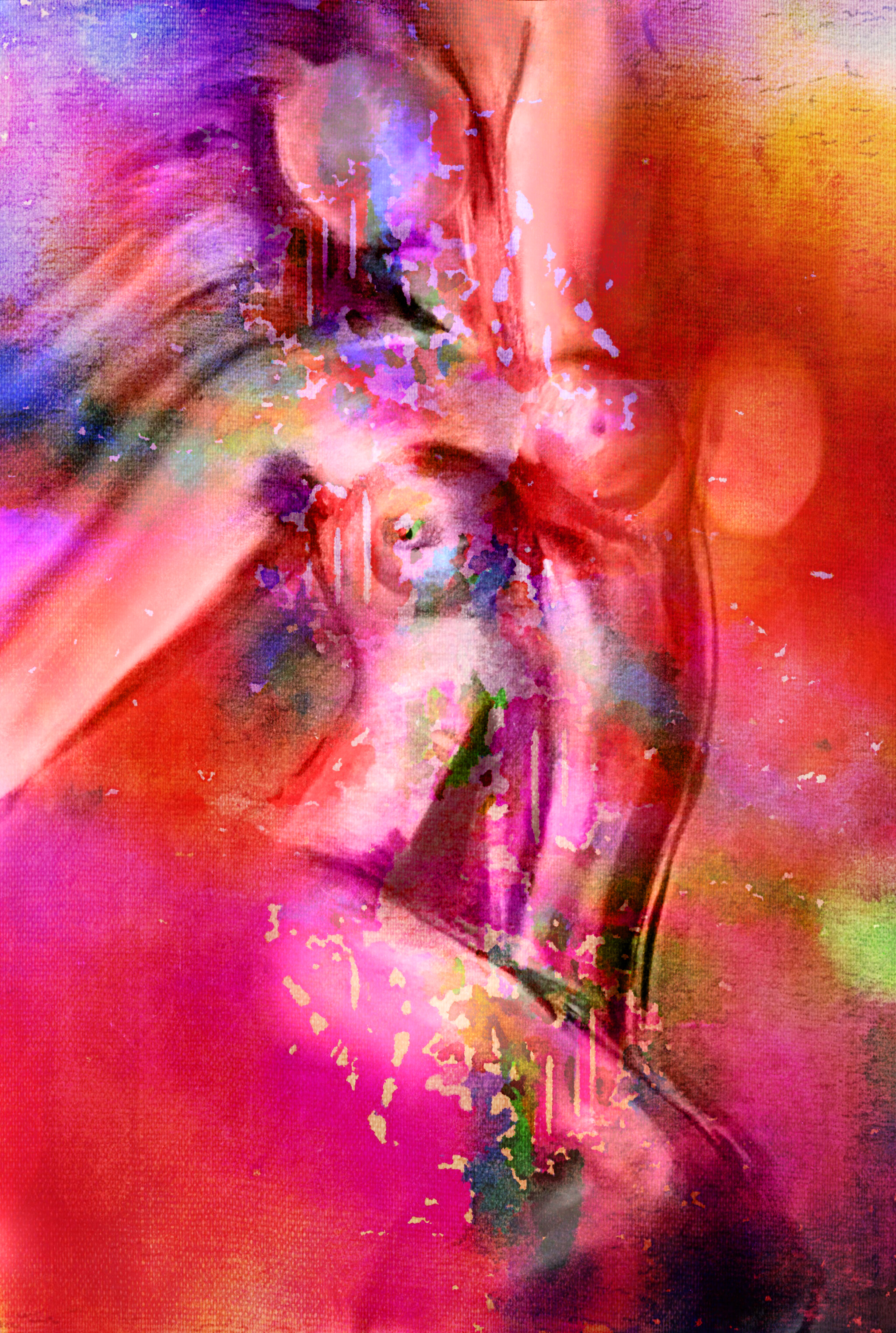 Hot Pink Abstract Nude Figure
