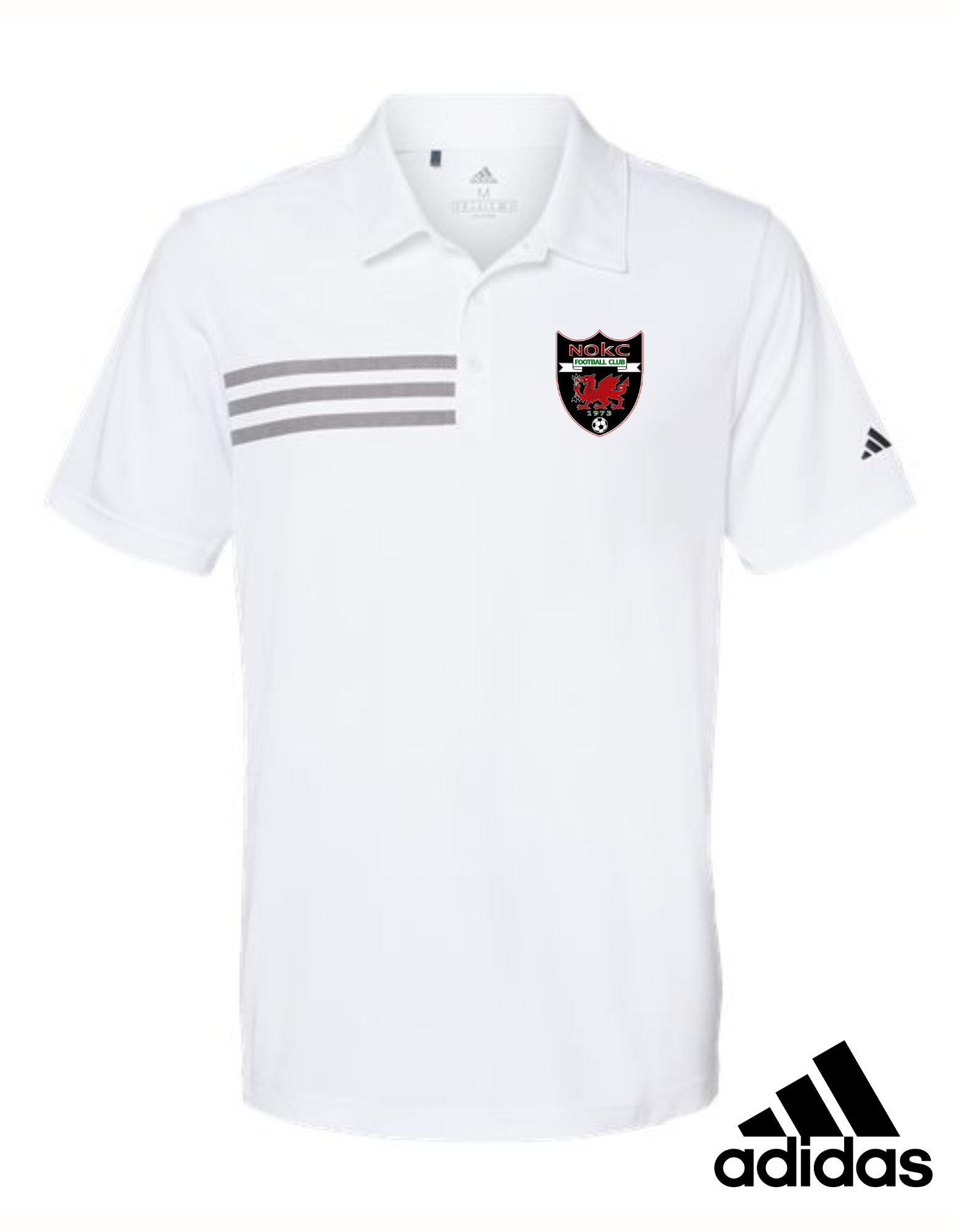 NOKC - White Adidas Men's 3-Stripe Chest Polod