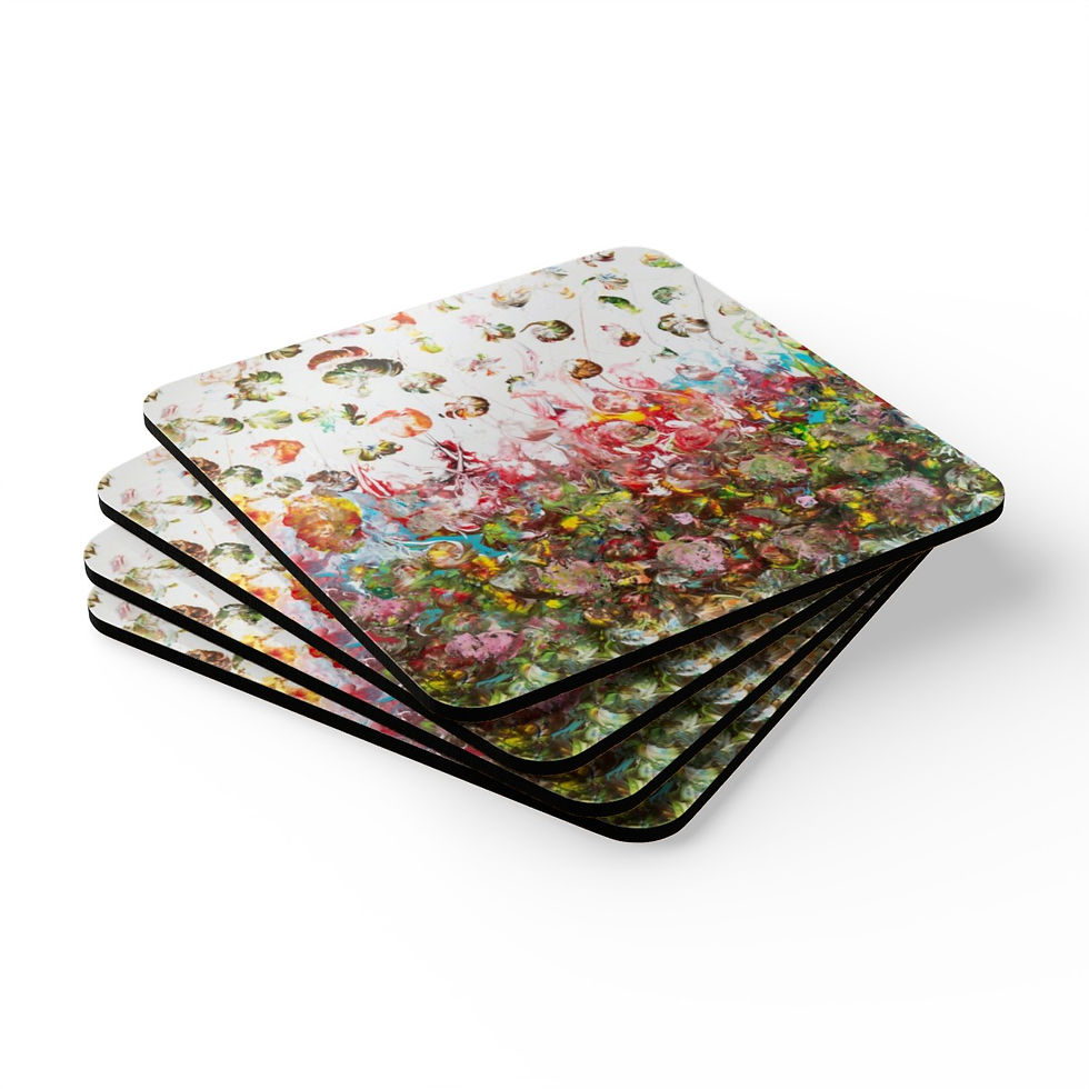 Miniaturbild: Corkwood Coaster Set by Agatha - Fancy Flowers II