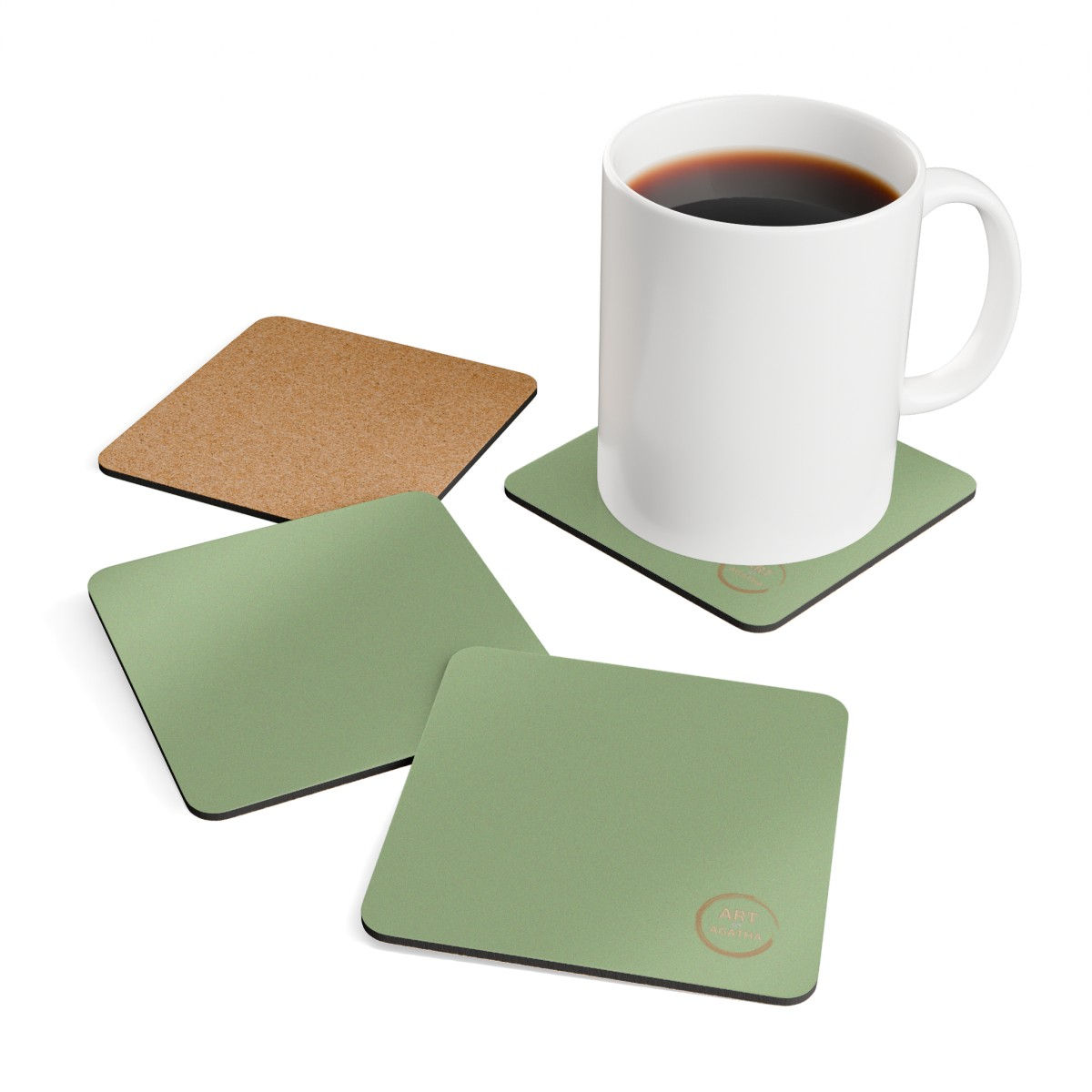 Corkwood Coaster Set by Agatha - Night Green