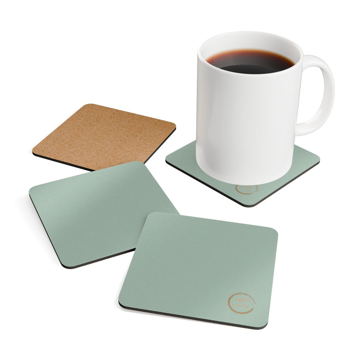 Corkwood Coaster Set by Agatha - Light Mint