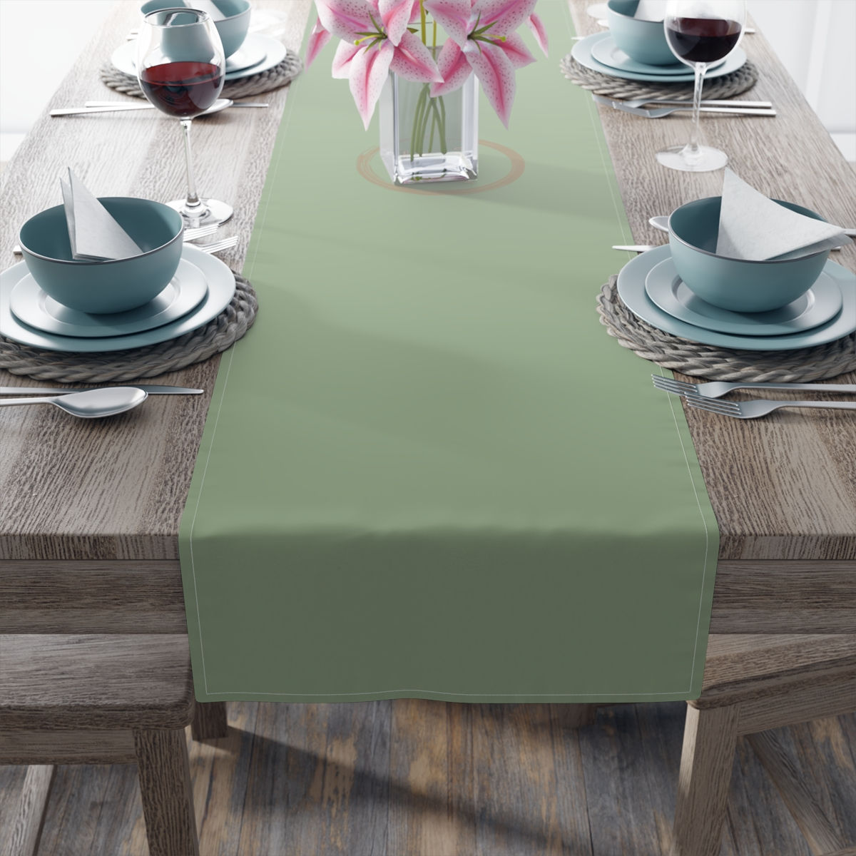 Table Runner (Cotton, Poly) by Agatha - Night Green