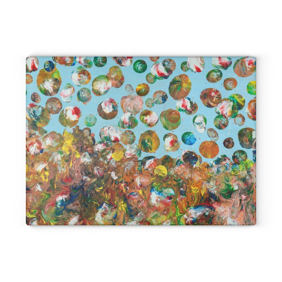 Thumbnail: Glass Cutting Board by Agatha - Fancy Flowers Blue