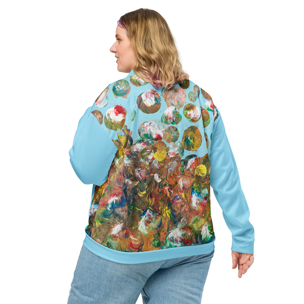 Thumbnail: Bomber Jacke Blue by Agatha - Fancy Flowers - Columbia Blue