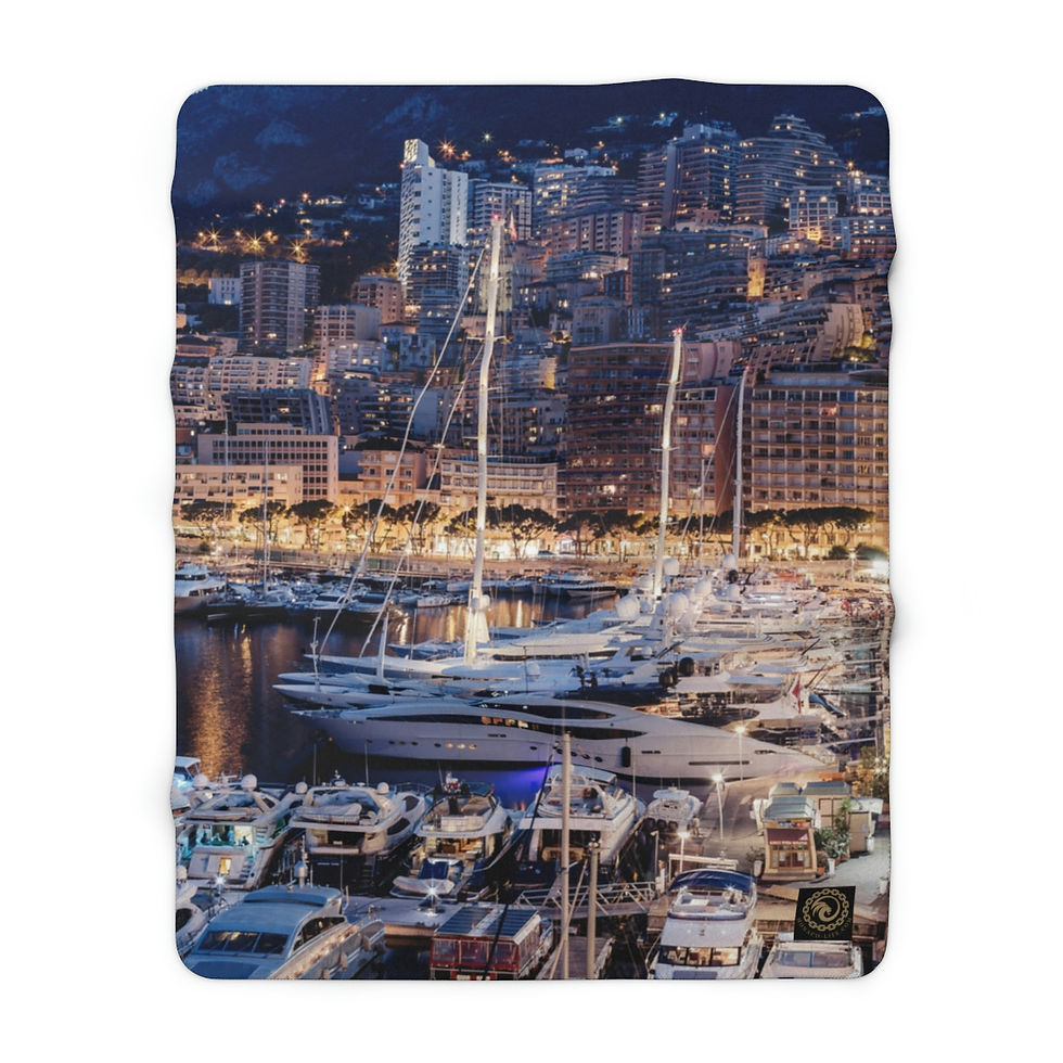 Thumbnail: Sherpa Fleece Blanket Monaco Port by Night  by Monaco - Life