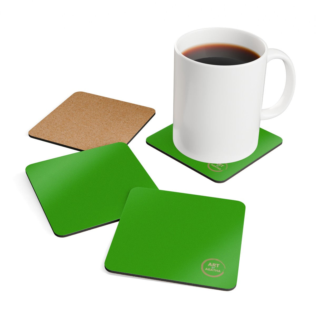 Corkwood Coaster Set by Agatha - Glow Green
