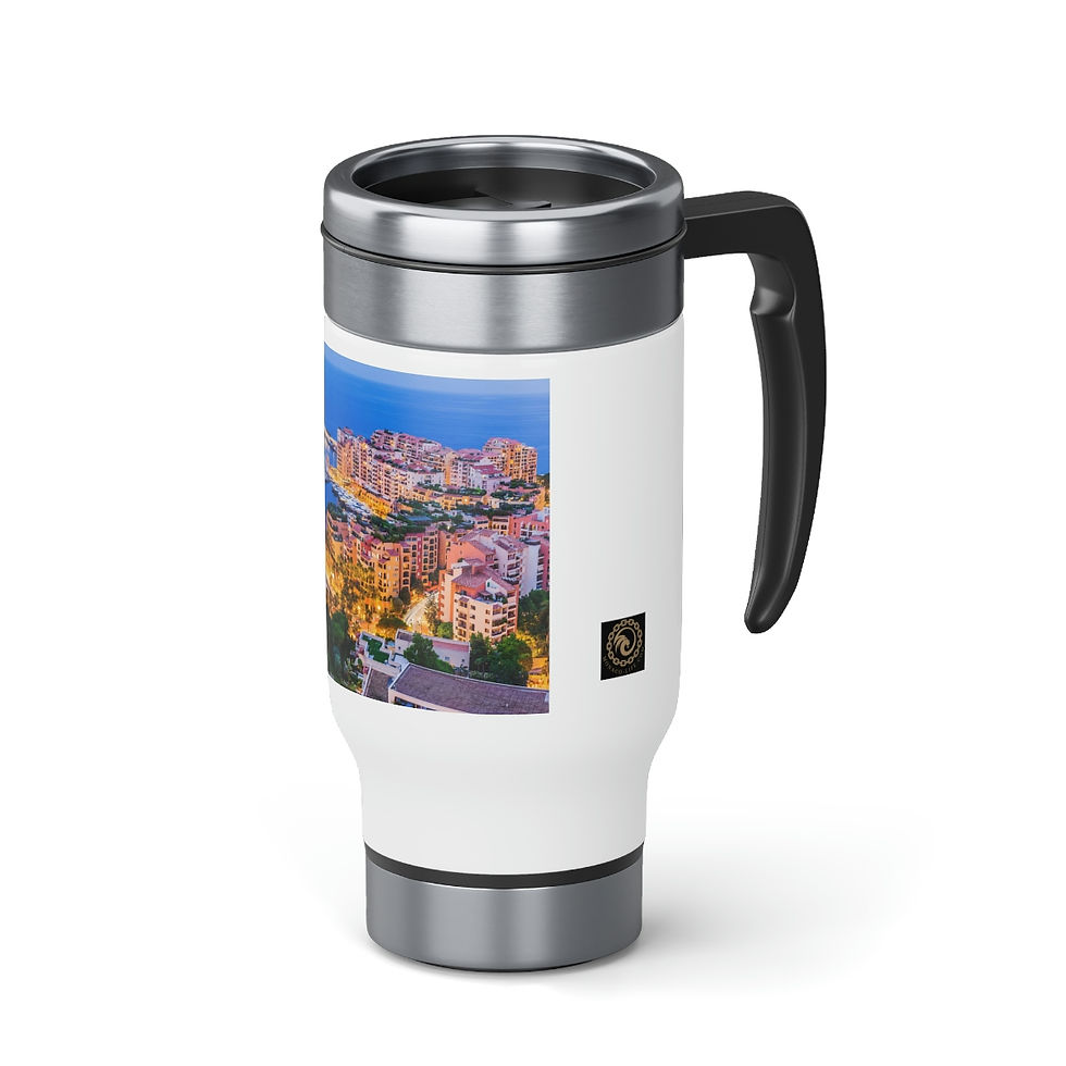 Miniaturbild: Stainless Steel Travel Mug with Handle - Fontvieille Monaco 14oz