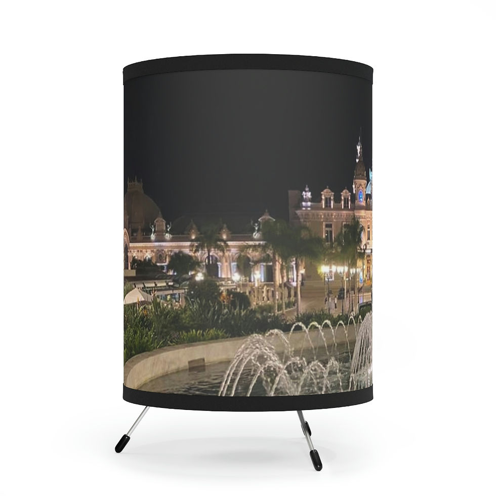 Thumbnail: Tripod Lamp with High-Res Printed Shade, US\CA plug - Moonlight Monaco