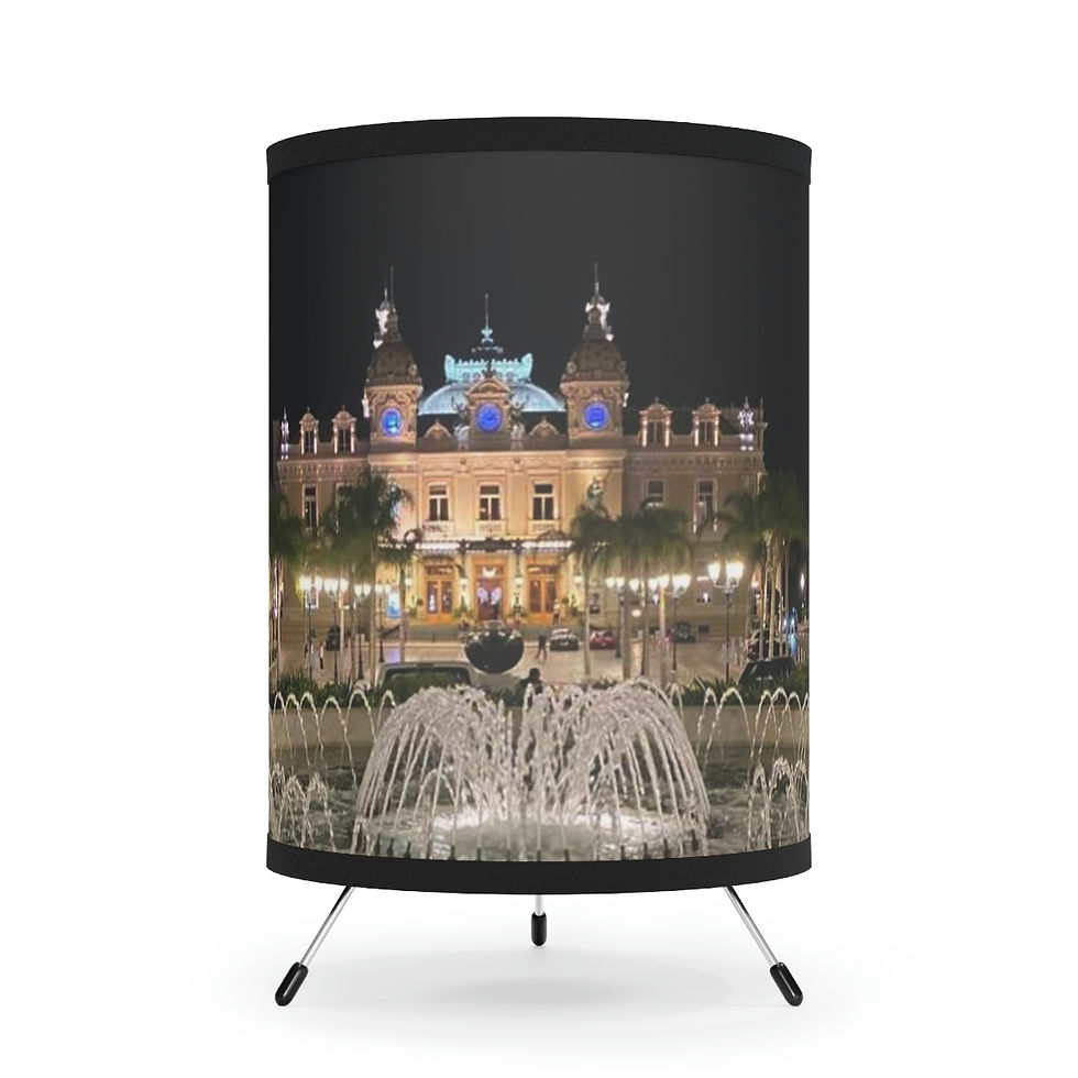 Thumbnail: Tripod Lamp with High-Res Printed Shade, US\CA plug - Moonlight Monaco