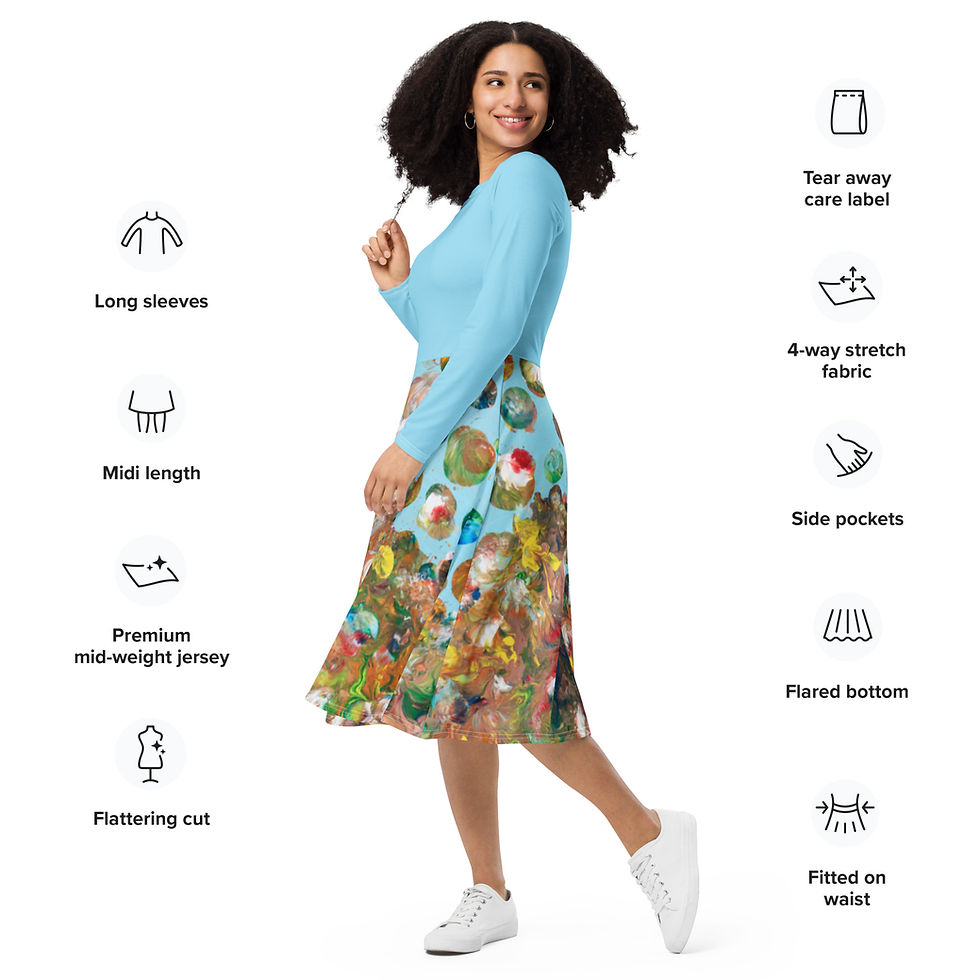 Thumbnail: Midi Dress by Agatha - Fancy Flowers Blue - Columbia Blue