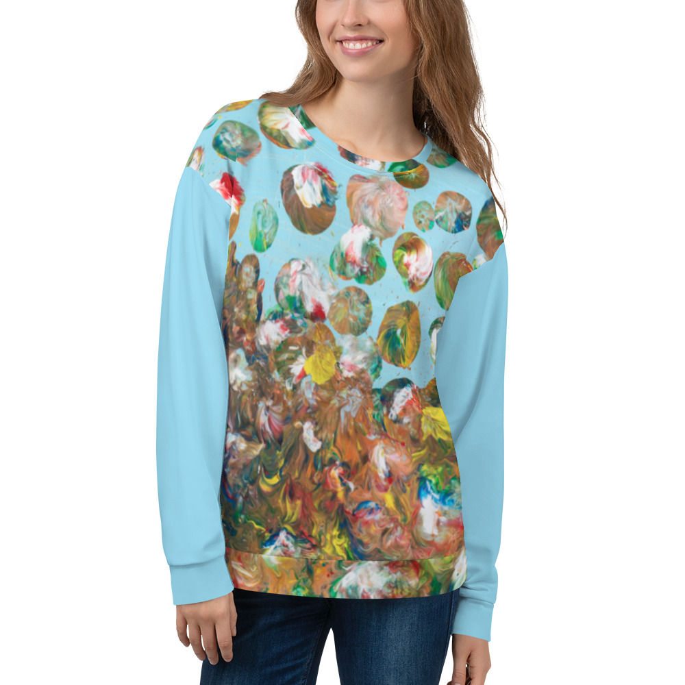 Sweatshirt by Agatha - Fancy Flowers Blue - Columbia Blue