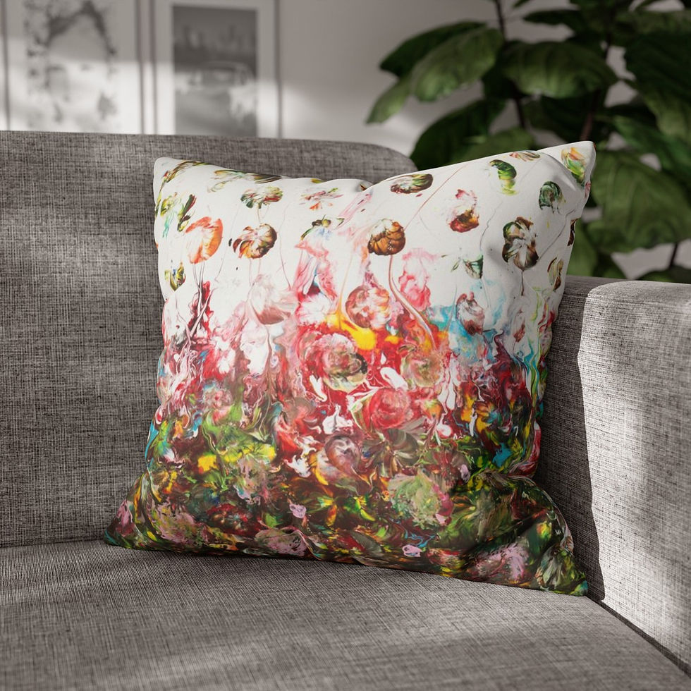 Thumbnail: Square Pillowcase by Agatha - Fancy Flowers II