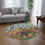 Thumbnail: Round Rug by Agatha - Fancy Flowers Blue