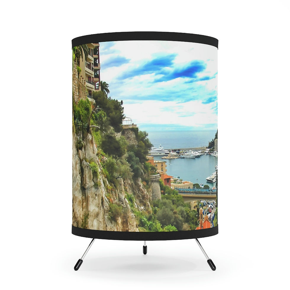 Thumbnail: Tripod Lamp with Printed Shade - Monaco Between the Rocks by Monaco - Life