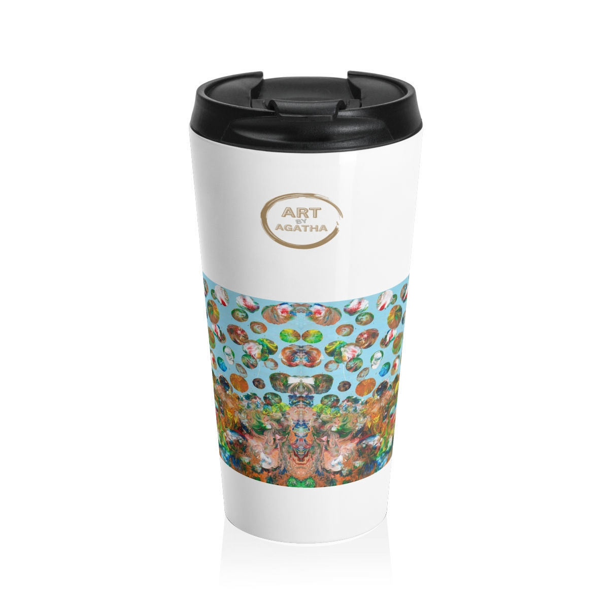 Travel Mug by Agatha - Fancy Flowers Blue