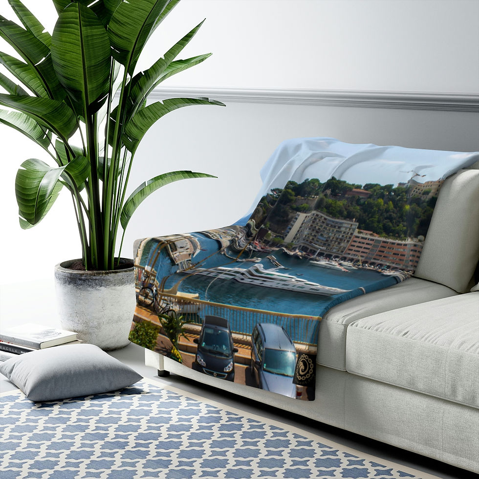 Thumbnail: Sherpa Fleece Blanket Monaco Port Hercule by Monaco - Life