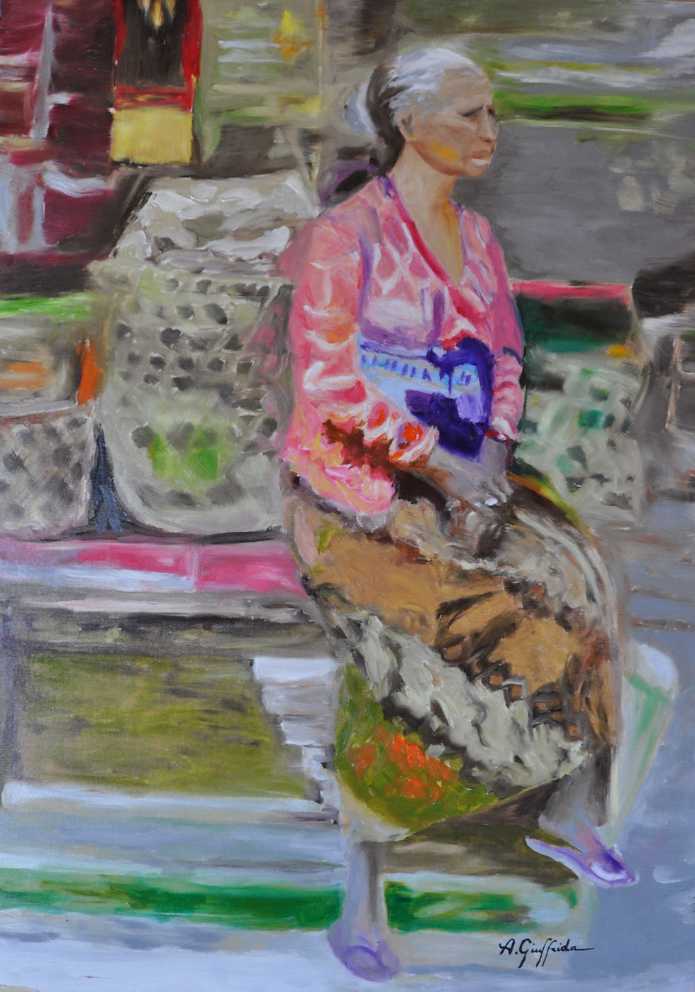 La vieille d'Ubud 50x70cm