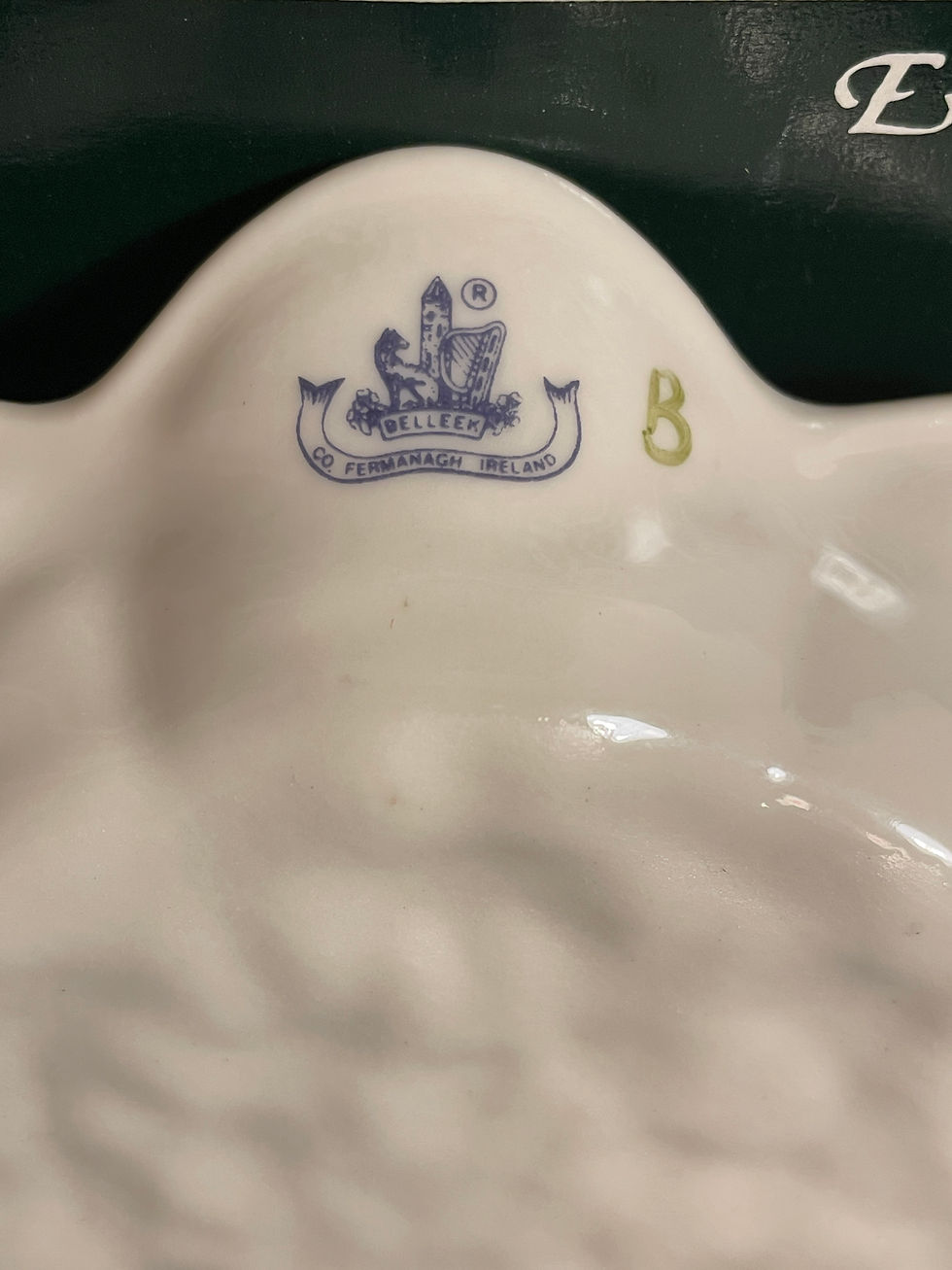 Thumbnail: Beleek China Shamrock Scalloped Sweet dish with spoon