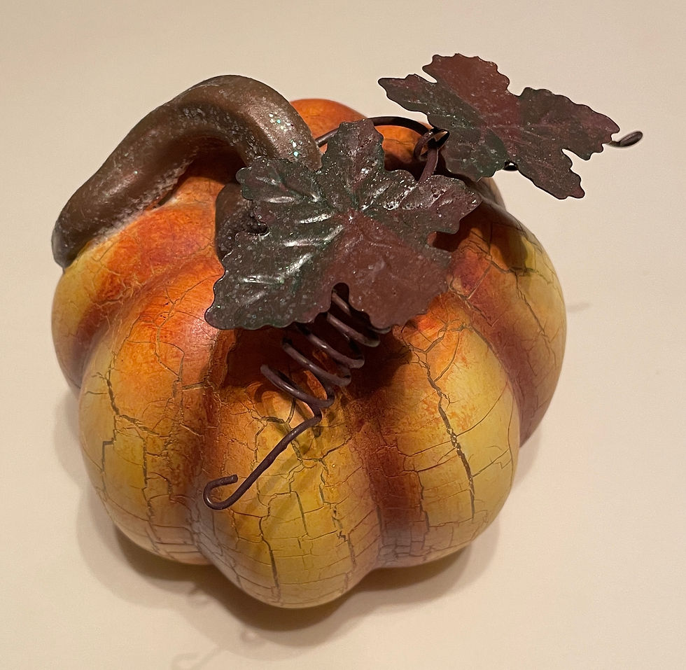 Thumbnail: Crackle Ceramic Pumpkin with Autumn Leaves
