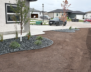 Front yard landscaping in grande pointe mb