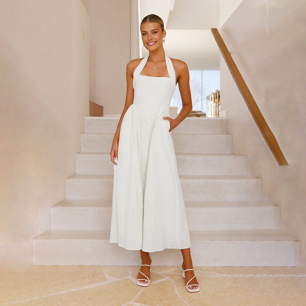 Thumbnail: Elegant Square Neck Backless Dress