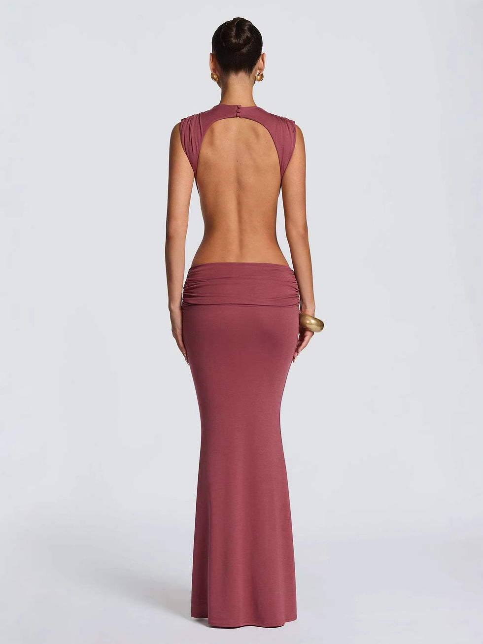 Thumbnail: Sheer Waist Cutout Backless Maxi Dress