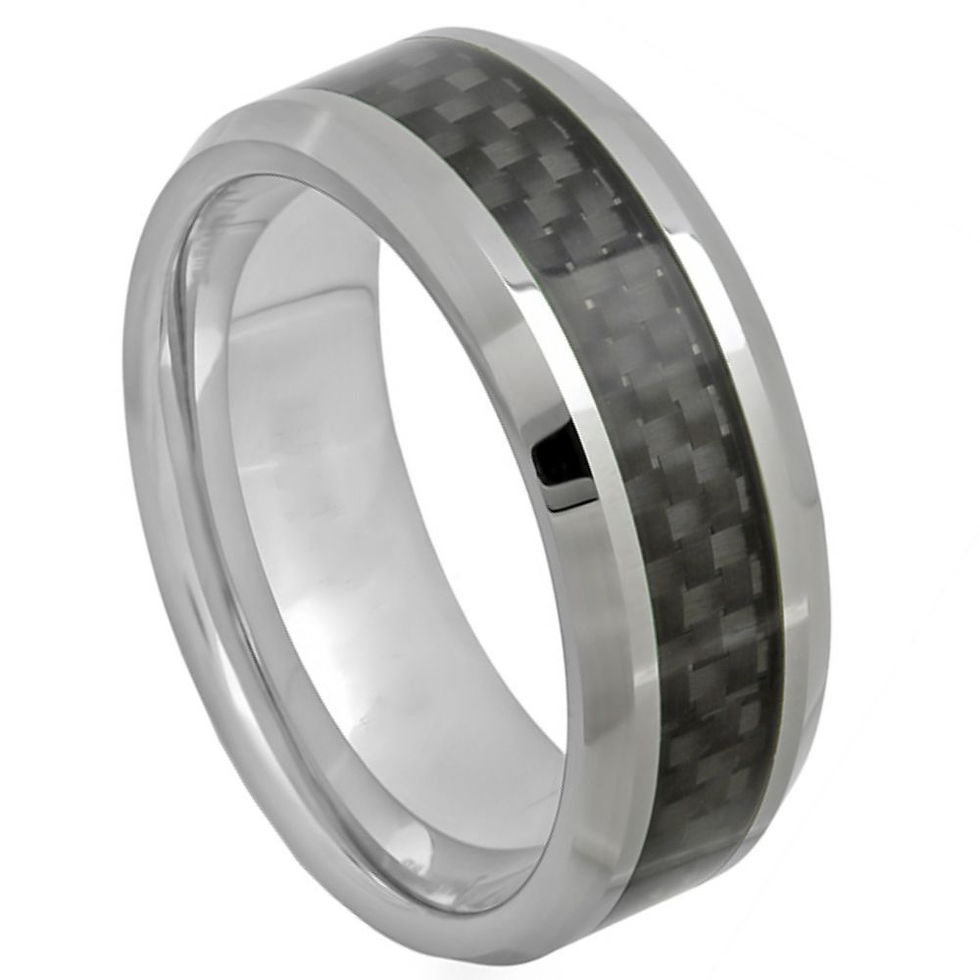 Black & Gray Tungsten Gents Band With Carbon Fiber