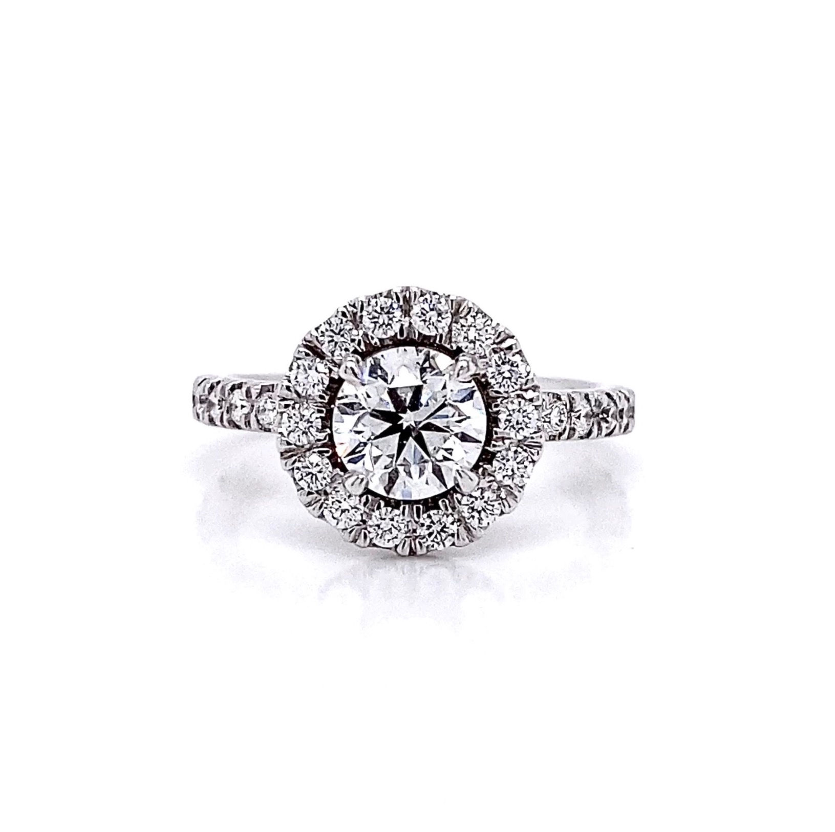 14kt White Gold 1.57ctw Round Diamond Halo Ring