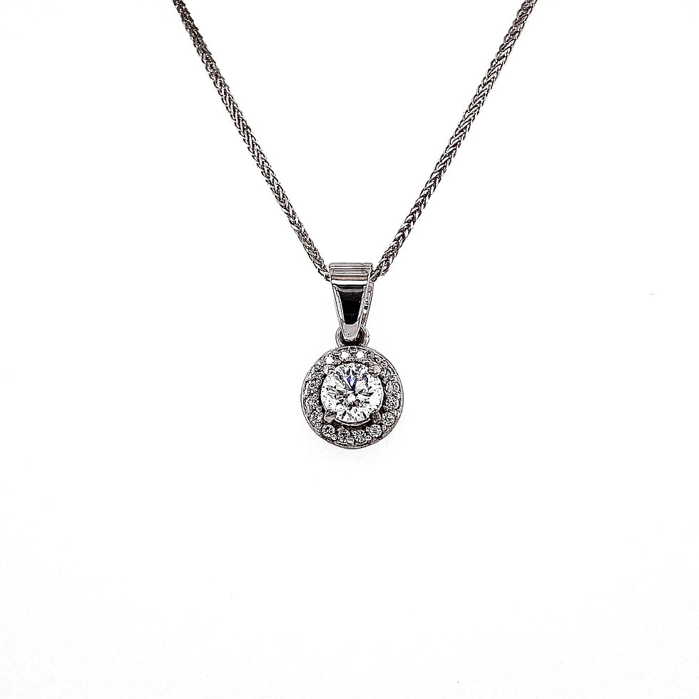 14kt White Gold 0.52ctw Round Diamond Halo Pendant