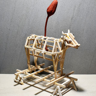 Run – Festival model #5 35x30x20cm Wood, Mahogany Seeds, Bengara, gohun.