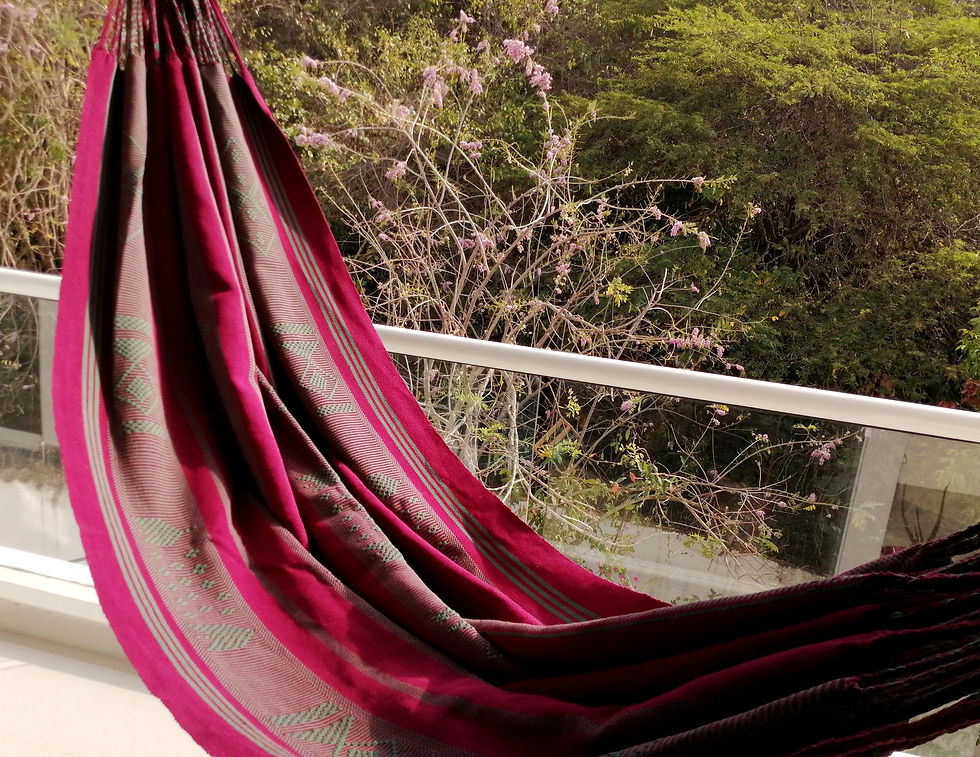 Hamaca Labrada Vino y Verde