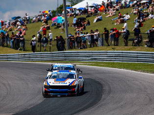 Team TGM's No. 46 Ford Mustang GT4 leads the field during the IMSA Michelin Pilot Challenge race at Canadian Tire Motorsport Park (CTMP).