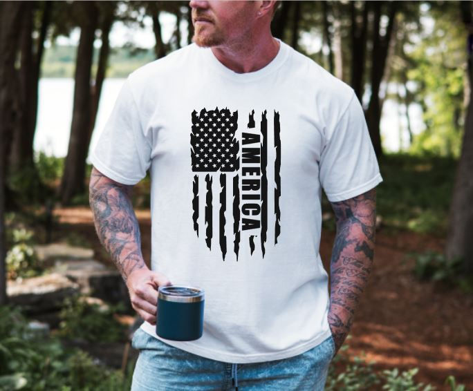 Thumbnail: Patriotic distressed flag "America" T-shirt