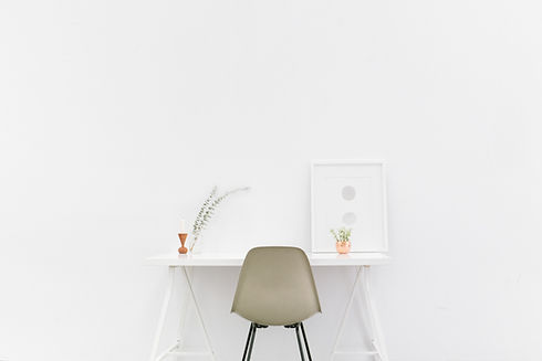 modern white desk with office chair