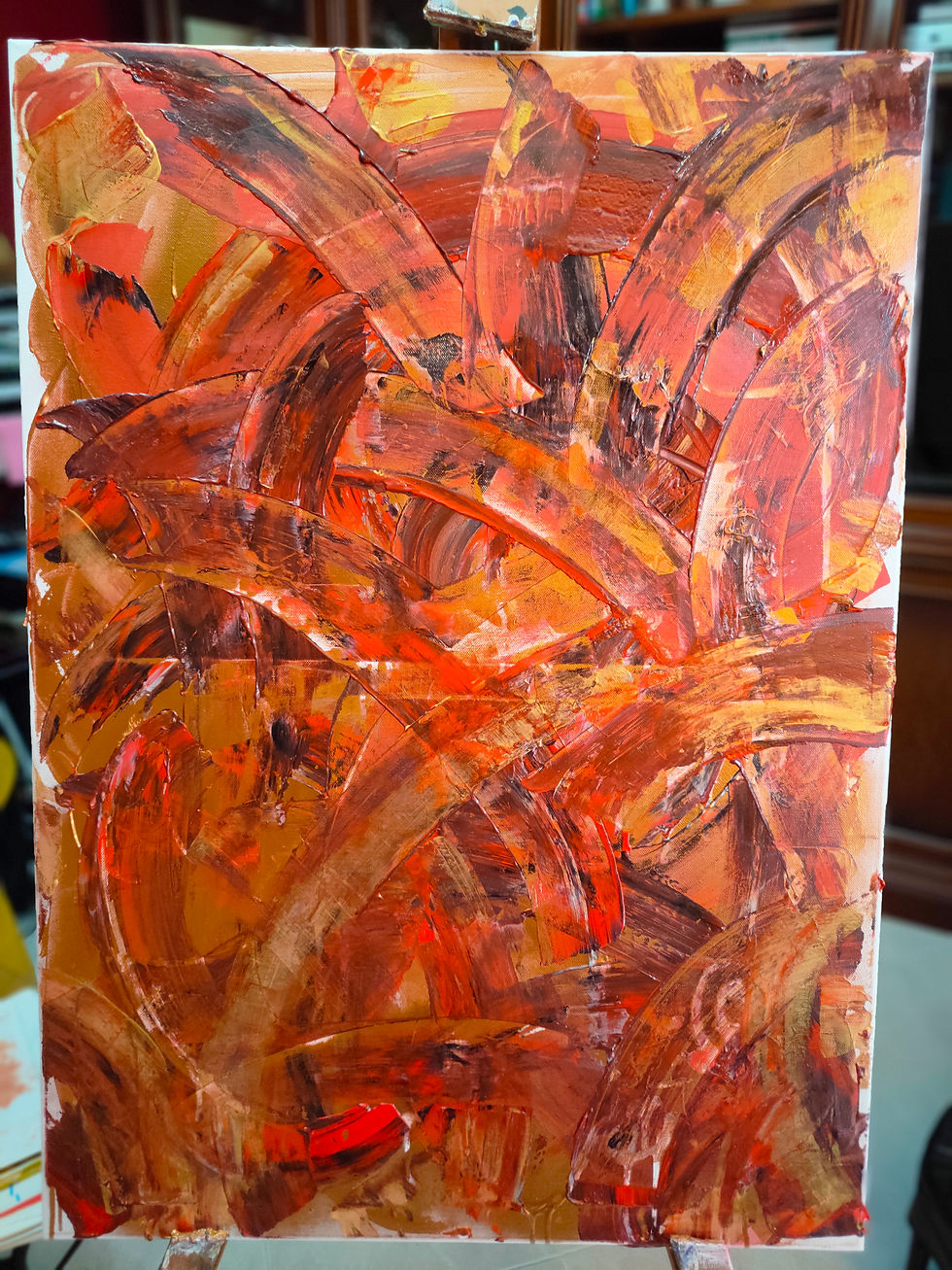 Abstract acrylic on canvas fire