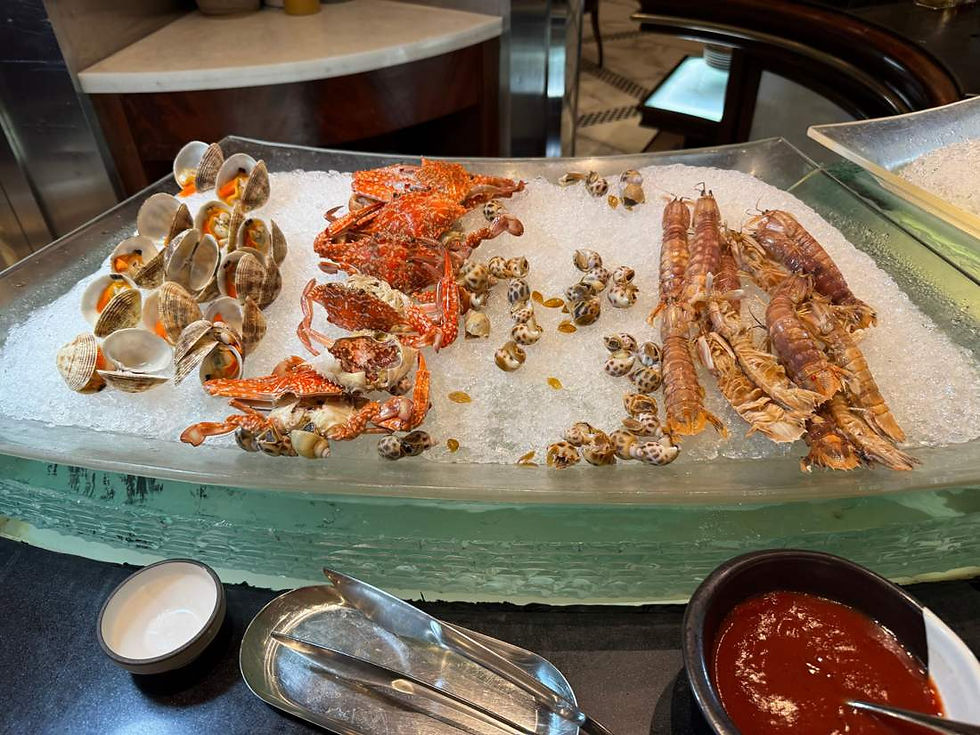 A seafood display on ice at a hotel buffet in Guangzhou
