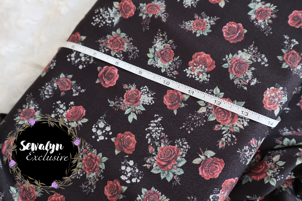 Thumbnail: 2.75 YD REMNANT Feather Poly Nellie Roses
