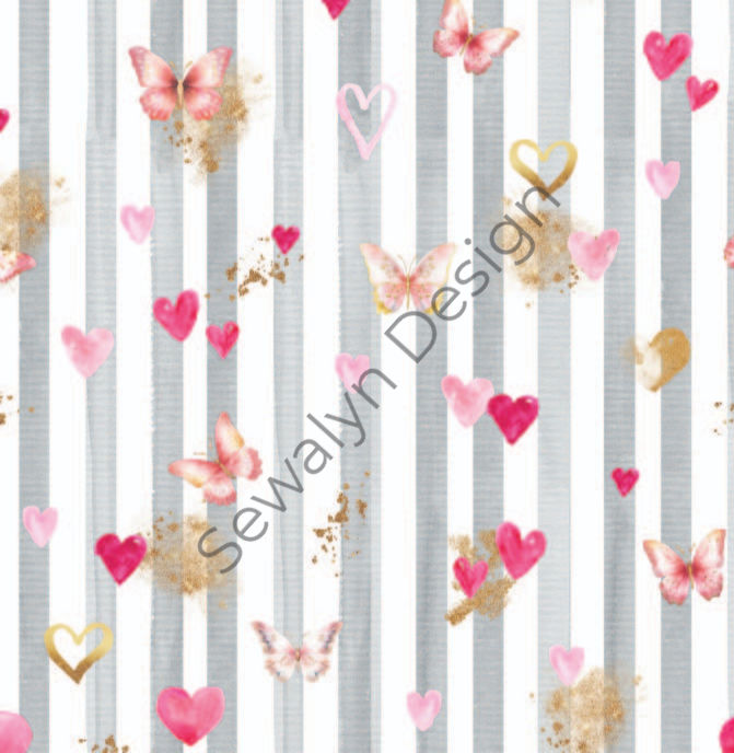 Thumbnail: Gold Butterfly Stripes Print