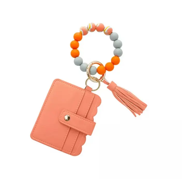 Thumbnail: Wristlet Wallet with Silicone Beads and Tassel