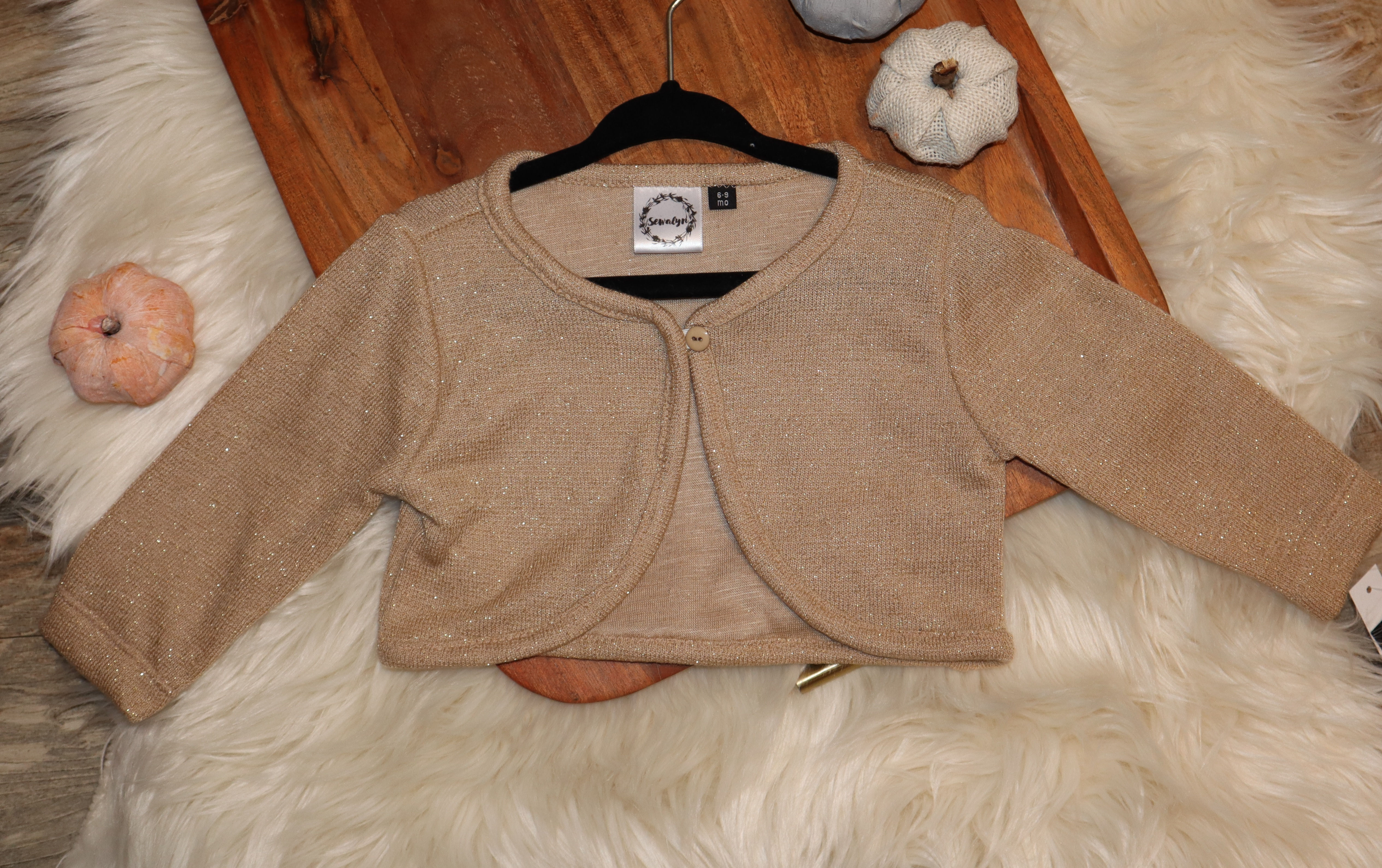 6-9mo Rose Gold Glitter Baby Sweater