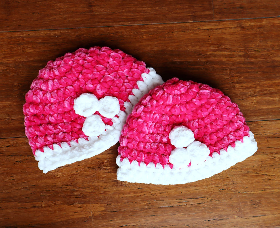 Thumbnail: 0-3mo Soft Crocheted Cap Bright Pink & White