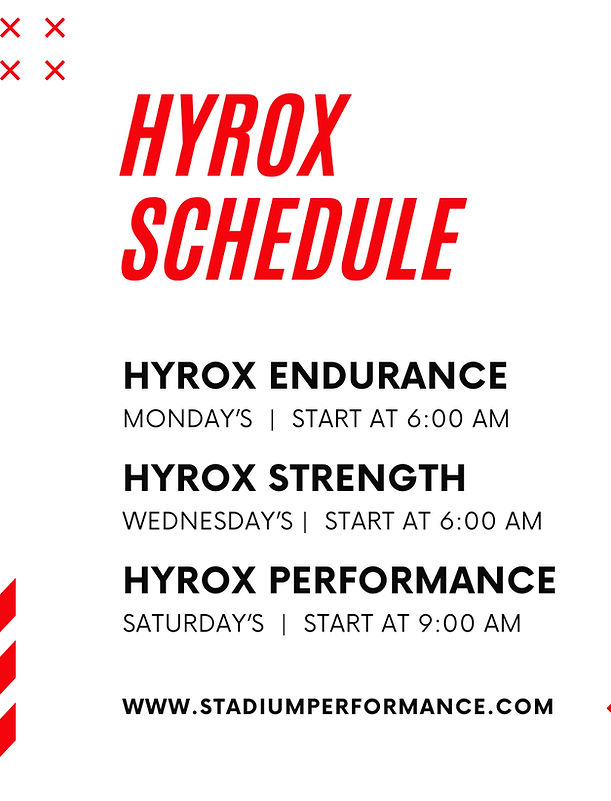 HYROX PERFORMANCE Schedule