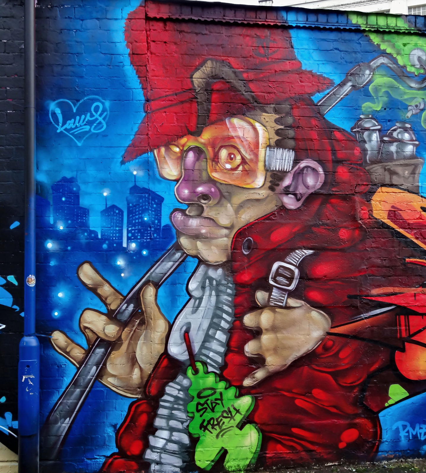 A bboyo graffitit character wearing a kangol hat and sunglasses