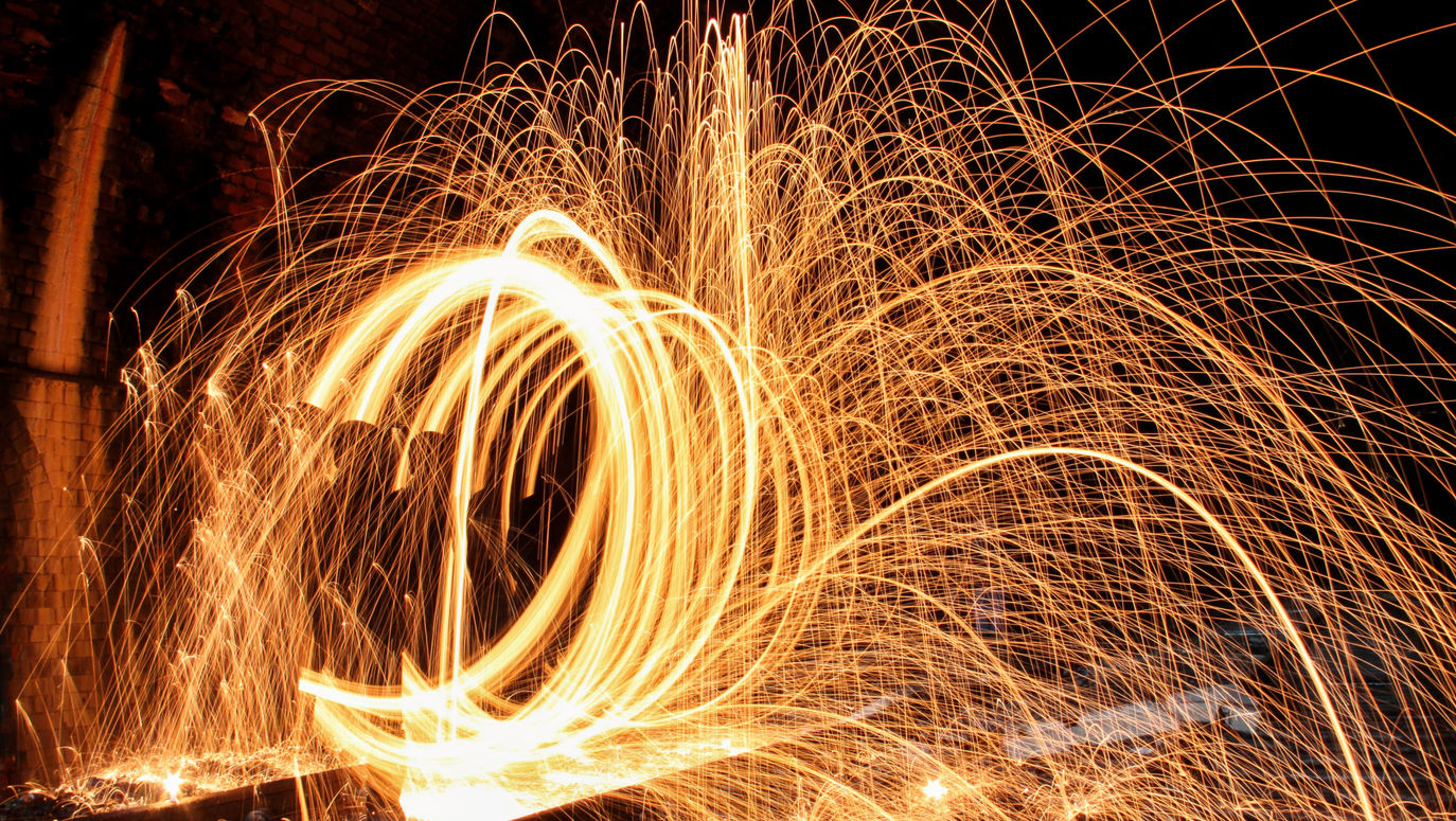 Light painting in an abandoned railway tunnel.