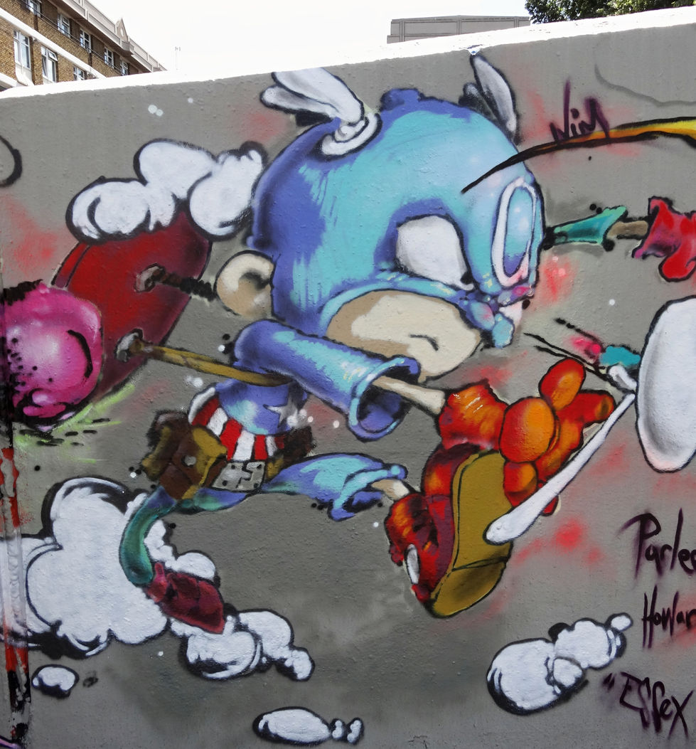Spray painted graffiti character of the super-hero Captain America