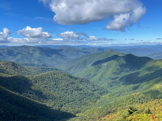 A view of the Blue Ridge Mountains in Pisgah National Forest, NC