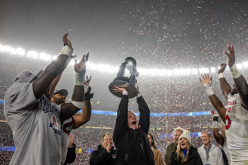 Greg Schiano celebrates Pinstripe Bowl win
