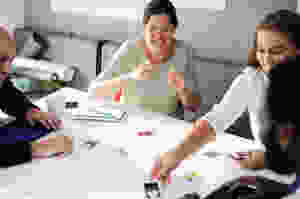 professional setting with smiling people
